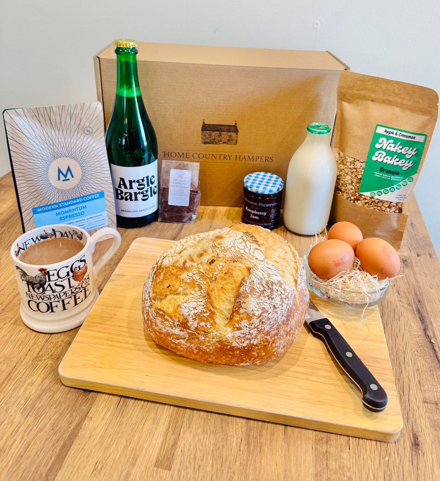 An inviting and welcoming gift for guests with fresh bread, milk to compliment the local food and drink produce.